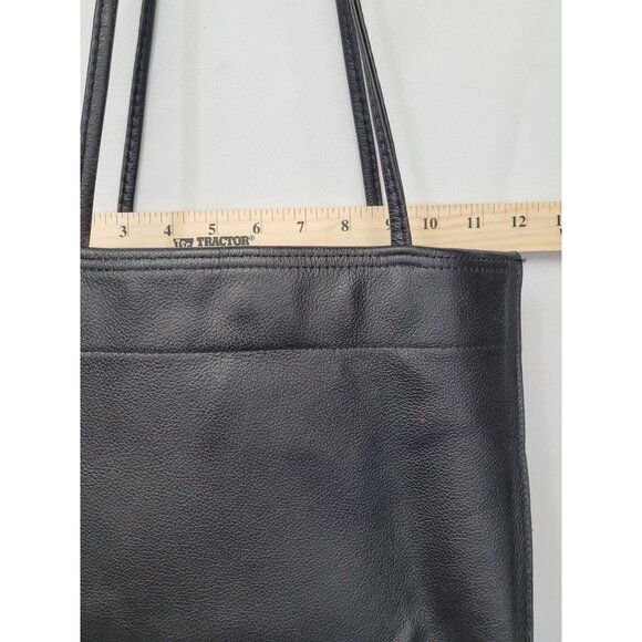 Vintage Harley Davidson Black Embroidered Logo Leather Shoulder Bag Purse Tote - Picture 13 of 16